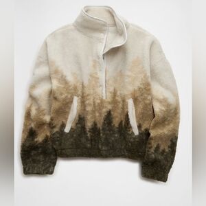 American Eagle Outfitters Forest Print Sherpa Pullover